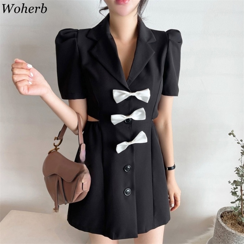 Korean Dresses Sexy Hollow Out Backless Vestidos Mujer Chic Bow Single Breasted Robe Summer OL Temperament Mini Dress 210519, White
Korean Dresses Sexy Hollow Out Backless Vestidos Mujer Chic Bow Single Breasted Robe Summer OL Temperament Mini Dress 210519, White