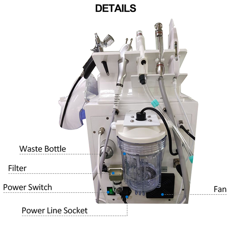 Diamond microdermabrasion equipment rf skin care beauty machine scrubber pore vacuum hydro peeling oxygen facial led photon mask device 7 handle
