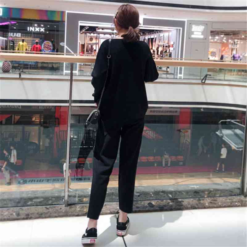 Autumn Women Suit Warm Cashmere Sport Sweater Two Piece Knitted Set Casual Tracksuit Elegant Jogger Sweatsuit 210428