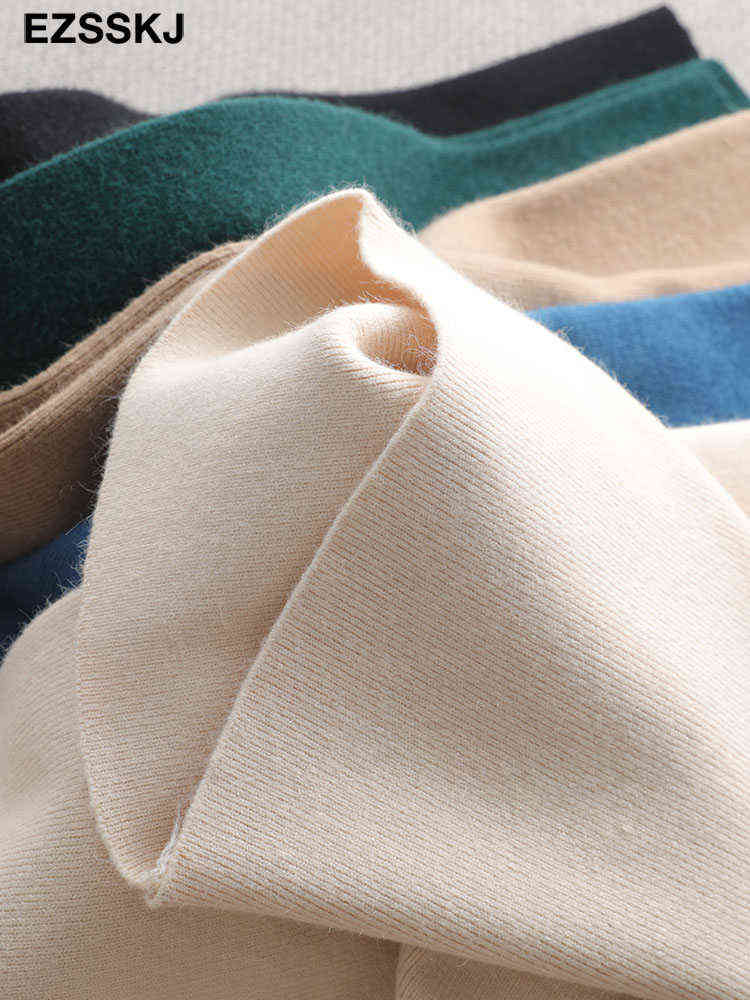 Women Elastic Waist HIGH Quality wide lege Trousers Thick Knitted Autumn Winter Sport pants sweater cashmere 211124Z