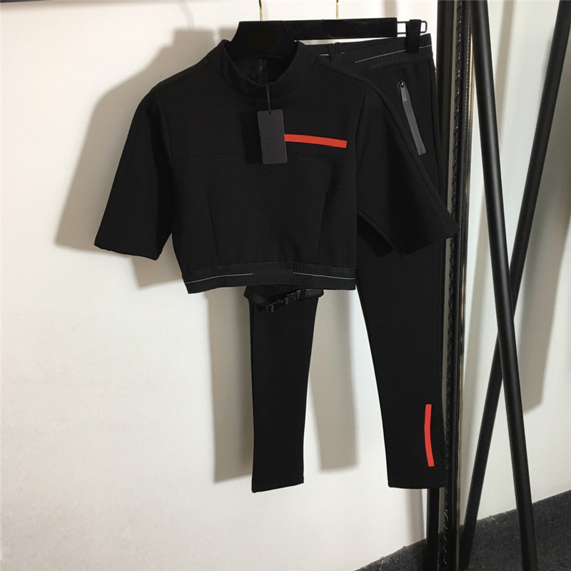 Classic Letter Belt Decorative Tracksuits High Quality Soft Breathable Short Sleeve Top T Shirt Elastic Waist Slim Fit Leggings Yoga Sports Suit, Black
Classic Letter Belt Decorative Tracksuits High Quality Soft Breathable Short Sleeve Top T Shirt Elastic Waist Slim Fit Leggings Yoga Sports Suit, Black