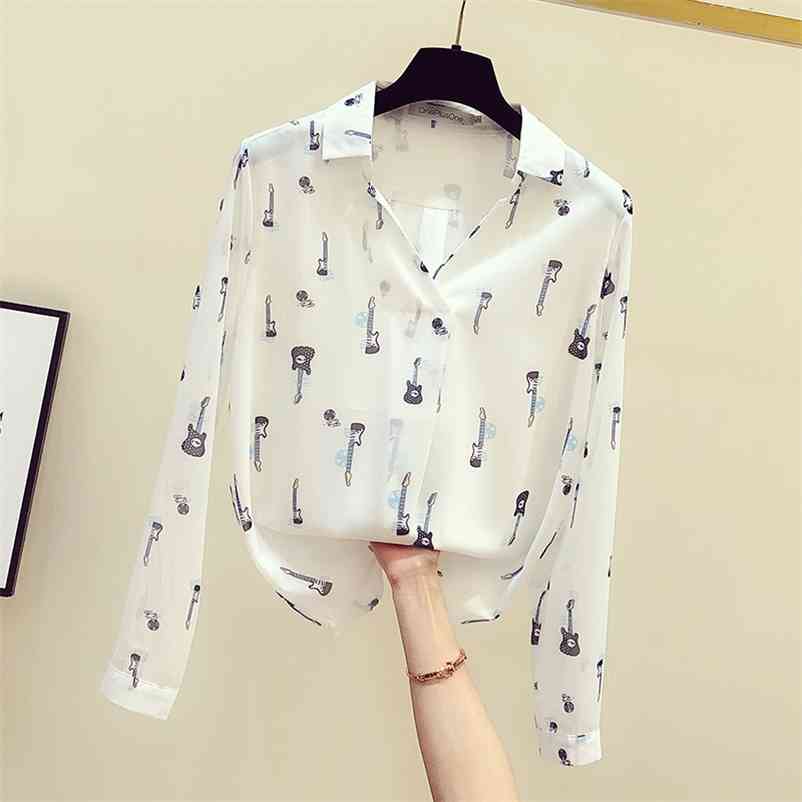 Autunn Women's V Neck Long Sleeves Guitar Print Chiffon Shirts Female Shirt Blouse Tops A3501 210519, Beige
Autunn Women's V Neck Long Sleeves Guitar Print Chiffon Shirts Female Shirt Blouse Tops A3501 210519, Beige