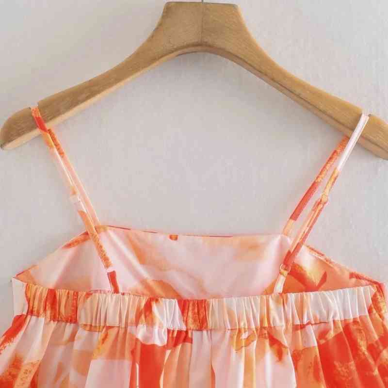 Summer Women Printed Suspender Short Blouse Female Sleeveless Shirt Casual Lady Crop Tops Blusas S8857 210430