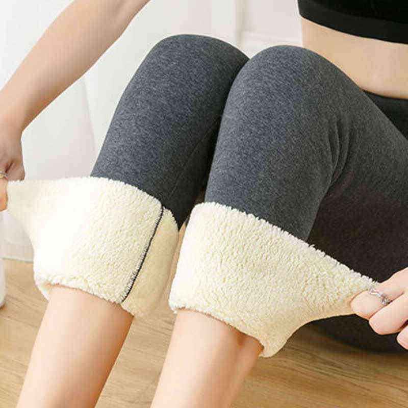 Winter Women Leggings Keep Warm High Waisted Push Up Thick Fleece Skinny Trousers Female Casual Solid Color Stretchy Legging 211204