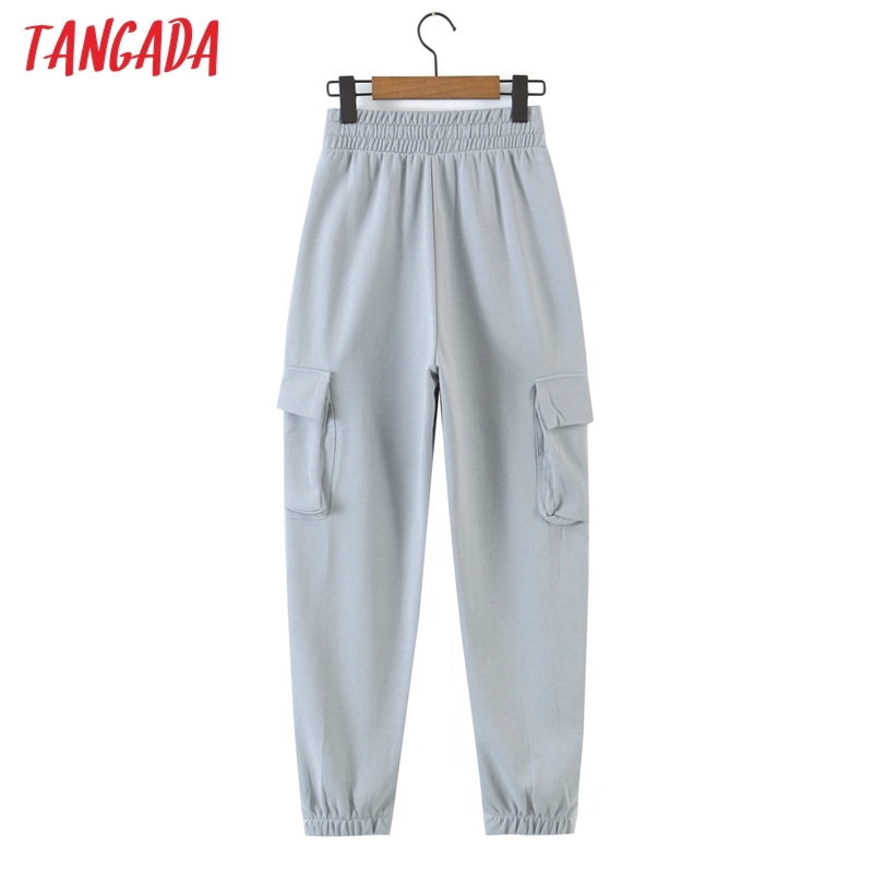 women Gray Long Pants High Quality Big Strethy Waist Trousers Joggers Female Sweatpants QW77 210416