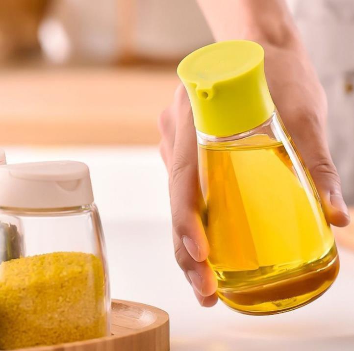 Kitchen Tools Dripless Glass Soy Sauce Dispenser Pot Cooking Utensils Controllable Leakproof Olive Oil Vinegar Cruet Bottle with Green White Black Cap