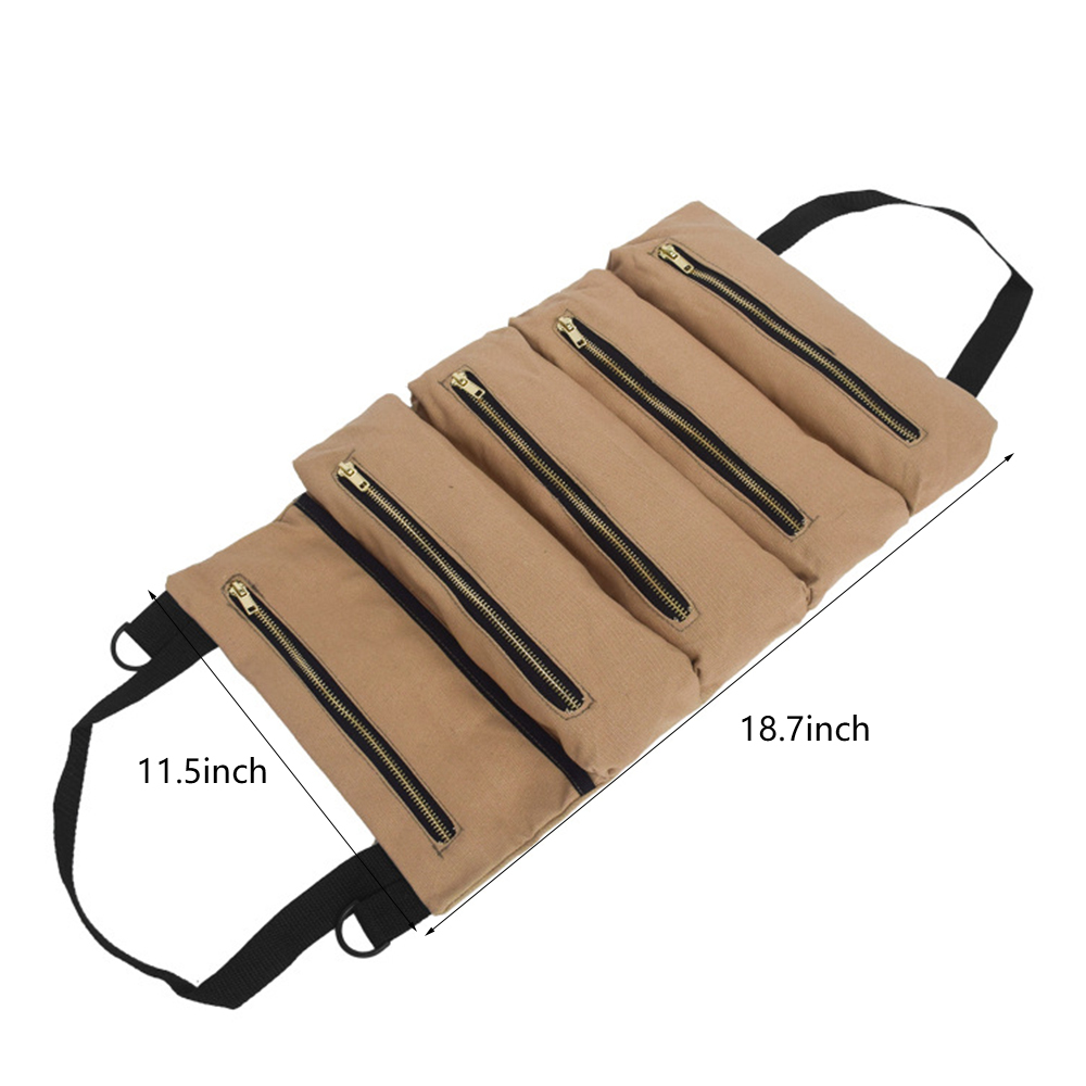 Tool Storage Bags Portable Canvas Handbag Car Seat Back Carrier Organizer Multi-Function Roll Up Tools Pouch Outdoor Accessories