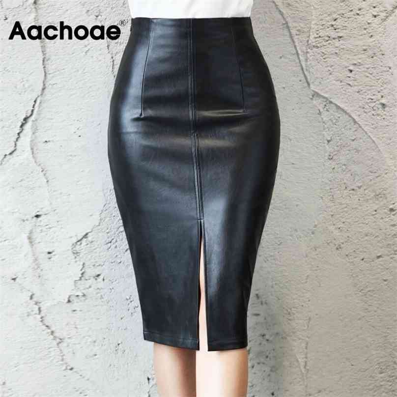 Aachoae Women Fashion PU Faux Leather Pencil Skirts Office Wear Split Black Midi Female Plus Size Chic Bodycon 210629
Aachoae Women Fashion PU Faux Leather Pencil Skirts Office Wear Split Black Midi Female Plus Size Chic Bodycon 210629