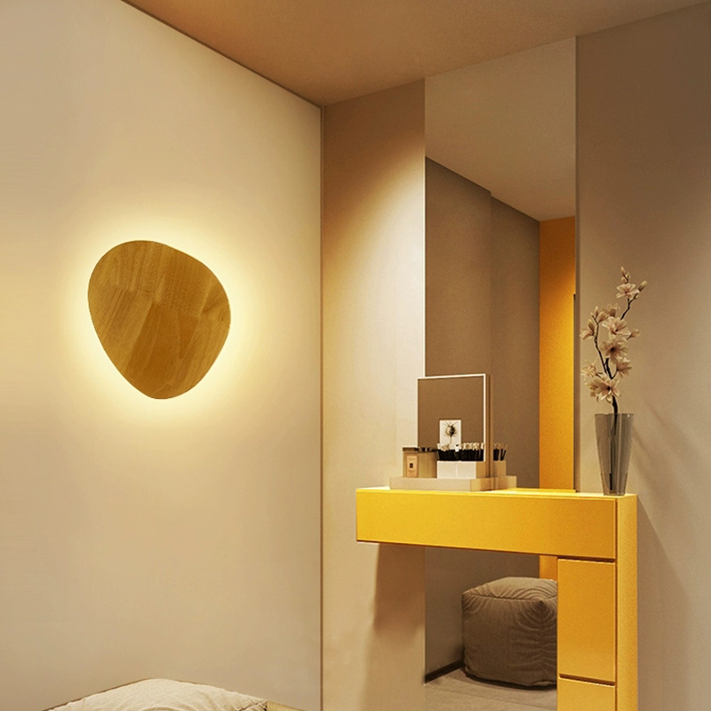 110-240V Wooden LED Wall Lamp Craft Round Oval Shape with Light Decorative Lamp Source Wall-mounted Indoor Lighting bathroom mirror headlights