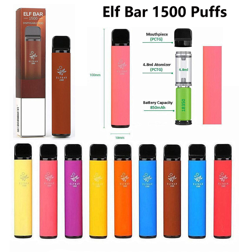 Elf Bar 1500 Puffs Disposable Electronic Cigarette Device 4.8ml Vape Pen 850mAh Battery 9 Colors
Elf Bar 1500 Puffs Disposable Electronic Cigarette Device 4.8ml Vape Pen 850mAh Battery 9 Colors