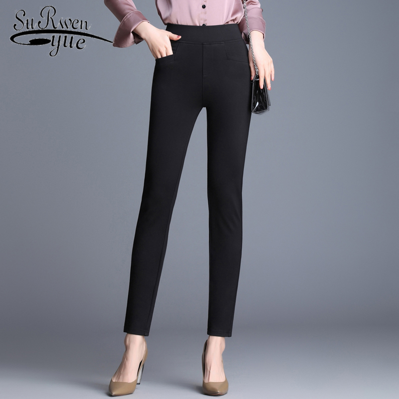 pants women pantalon femme trousers pantalones mujer cintura alta Office Lady Full Length Pencil Pants plus size 6528 50 210427