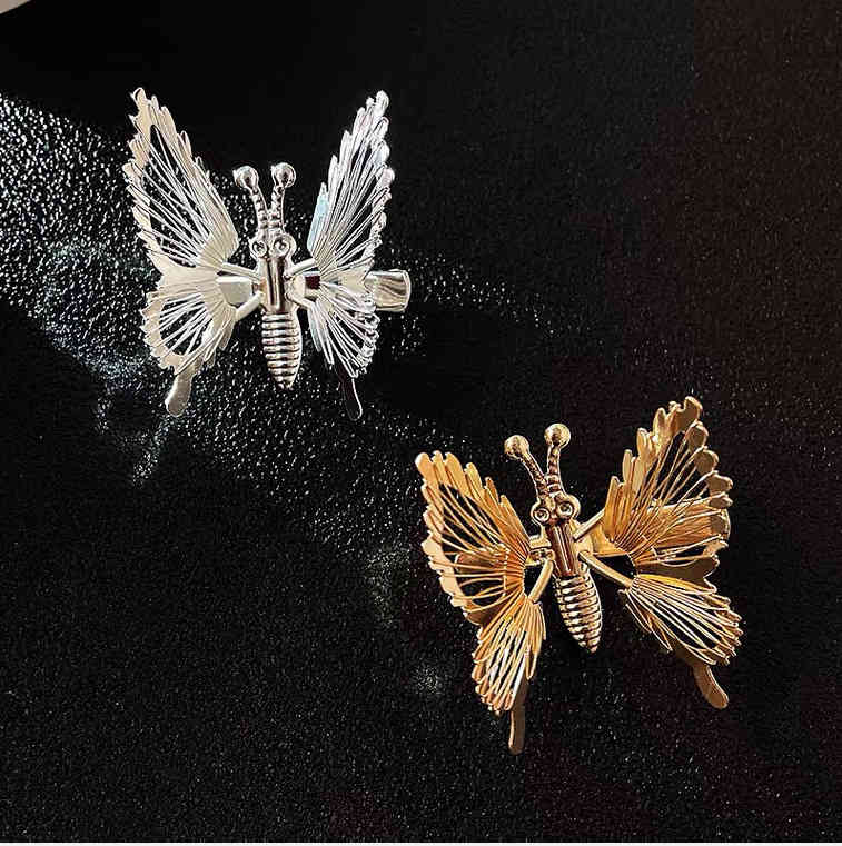Hair Accessories Movable Butterfly pin Female Spring Edge Fluttering Moth Ornament Side Top Clip Bangs Duckbill Headdress