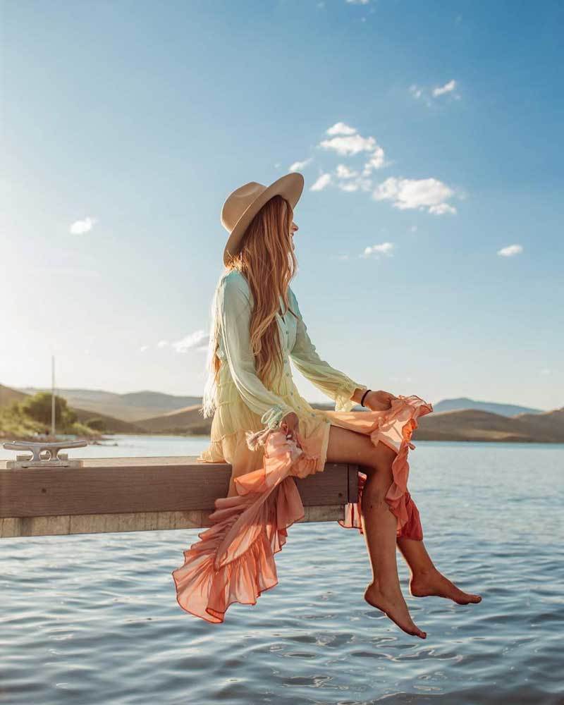 BOHO INSPIRED rainbow HIGH LOW DRESS V-neck Tiered ruffle trim Summer holiday long beach chic women 210409