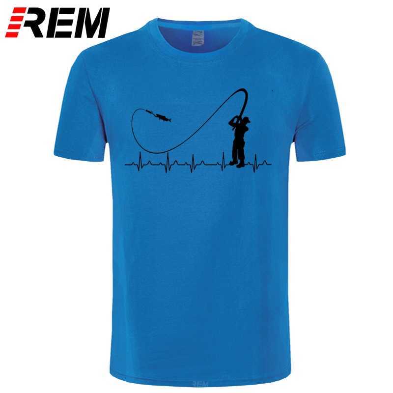 REM Fishinger Heartbeat T Shirt - Funny Fish Fisherman Gift Idea Fashion Men T-Shirt Short Sleeve Sale 100 % Cotton 210629