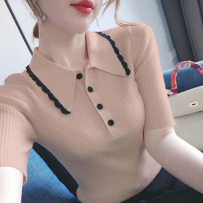 knits Women's fashionable and versatile knitwear top, Blue