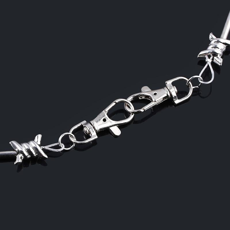 Pendant Necklaces RJ Rock Punk Flame Thorns Bamboo Necklace Hip Hop Jeans Pants Wallet Belt Unisex Chain Padlock Collar For Women Men Jewelr