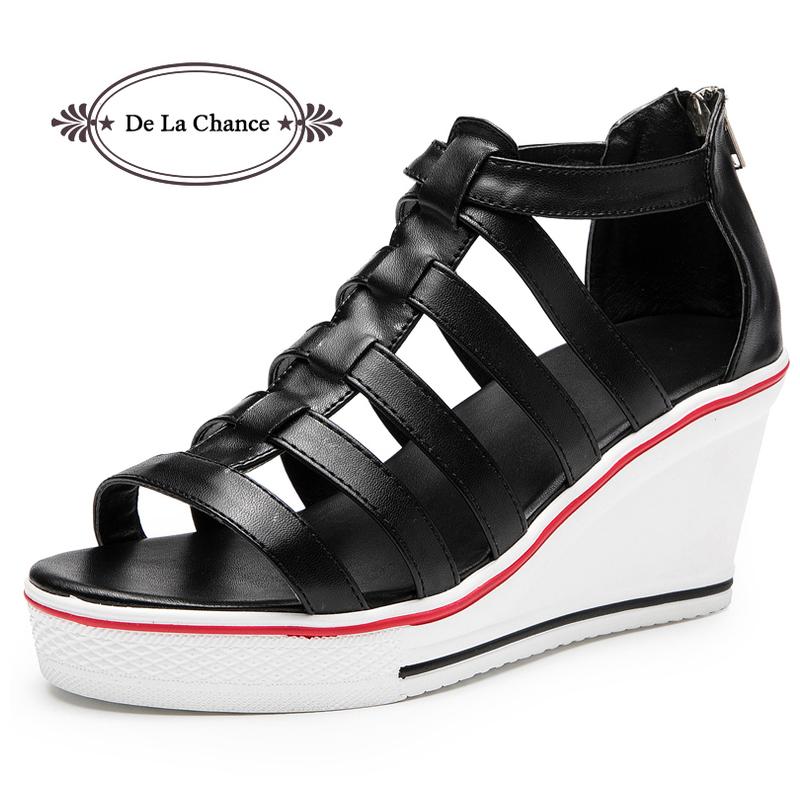 De La Chance Fashion Women Sandals Summer Shoes Ladies Wedges Open Toe Thick Heel PU Leather Platform Black White
De La Chance Fashion Women Sandals Summer Shoes Ladies Wedges Open Toe Thick Heel PU Leather Platform Black White