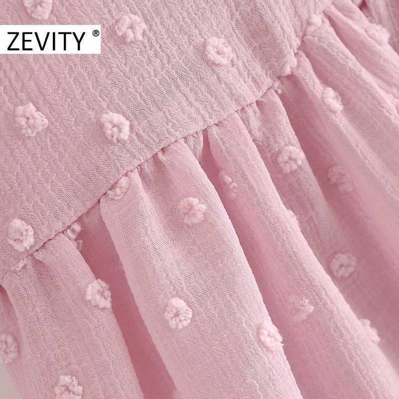ZEVITY women fashion v neck press pleated ruffles casual smock Shirts Blouse women long sleeve chiffon femininas tops LS7234 210603