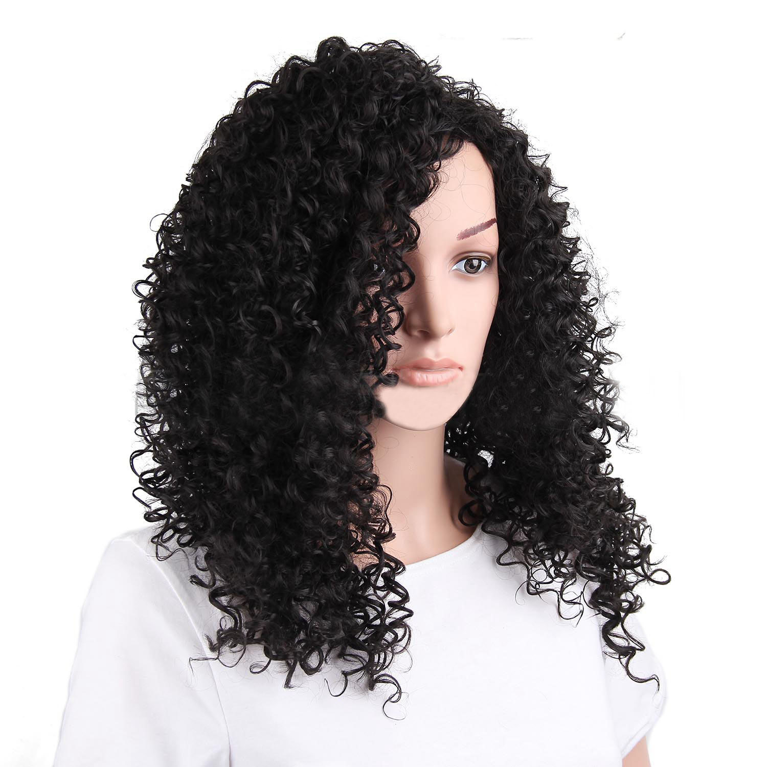 Fashion New Hairstyle Kinky High temperature Fiber wigs Synthetic Wave Hair Medium Long Hair