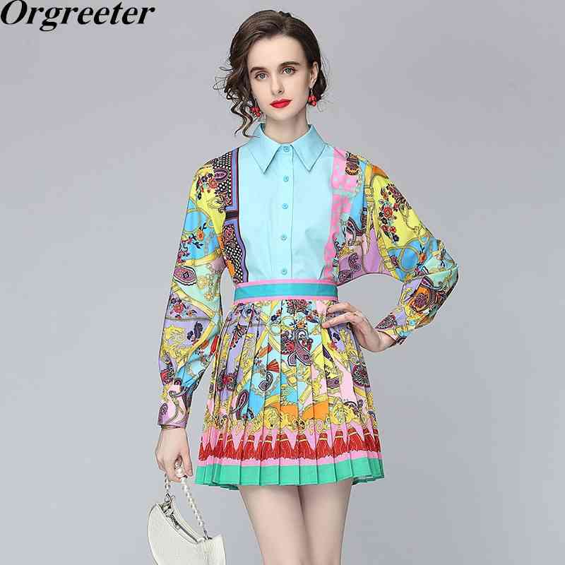 Summer Fall Fashion Temperament Retro Pattern Print Lapel Shirt and High Waist Skirt Suit Two Piece Sets Female 210525, Pink short sleeve
Summer Fall Fashion Temperament Retro Pattern Print Lapel Shirt and High Waist Skirt Suit Two Piece Sets Female 210525, Pink short sleeve