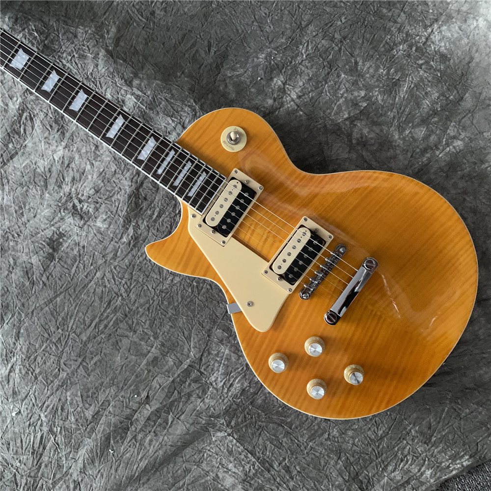 High-quality left-handed electric guitar, maple flame top,and highest quality. 
High-quality left-handed electric guitar, maple flame top,and highest quality.