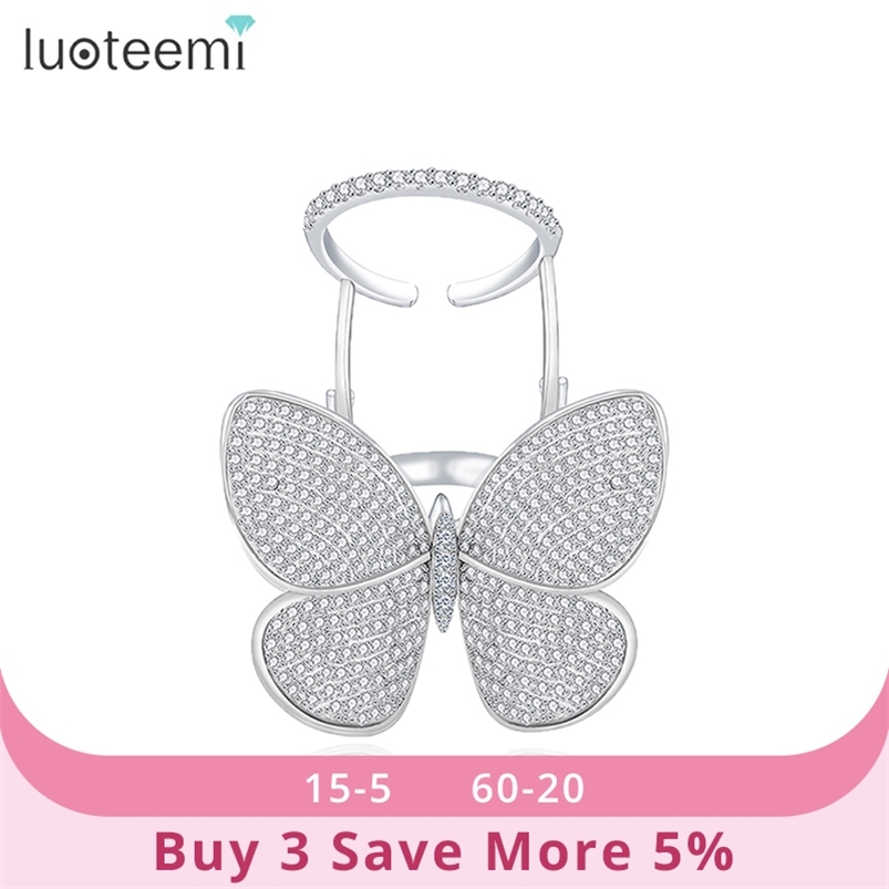 LUOTEEMI High Quality Fashionable Unique Adjustable Ring Micro Paved Shining CZ Movable Butterfly Shape Jewelry for Party Gift 210701
LUOTEEMI High Quality Fashionable Unique Adjustable Ring Micro Paved Shining CZ Movable Butterfly Shape Jewelry for Party Gift 210701