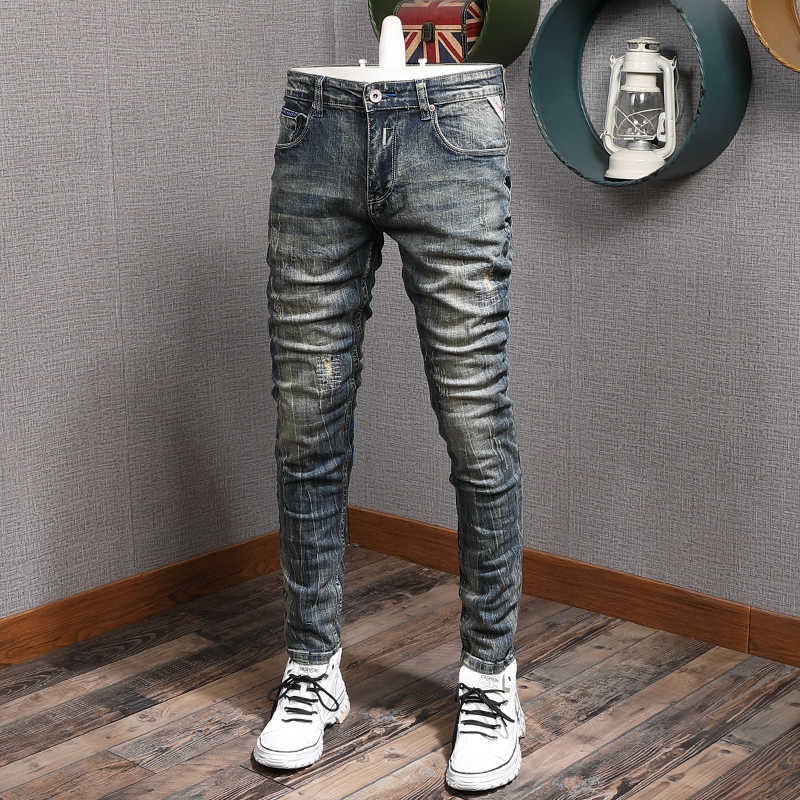Italian Style Fashion Men Jeans High Quality Elastic Slim Fit Printed Designer Ripped Denim Trousers Streetwear Hip Hop Pants, Retro blue
Italian Style Fashion Men Jeans High Quality Elastic Slim Fit Printed Designer Ripped Denim Trousers Streetwear Hip Hop Pants, Retro blue