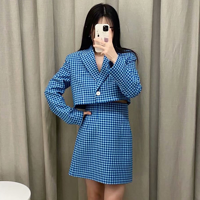 Women Chic Fashion With Back False Pockets Checked Mini Skirt Vintage High Waist Side Zipper Female Skirts Mujer 210521