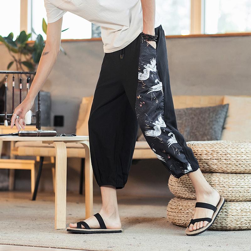 Legible Summer Loose Casual Harem Pants Men Chinese Style Streetwear Hip Hop Sweatpants Male Trousers Men's