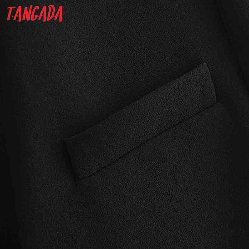 Women Black Crop Blazer Coat Vintage Fashion Female Casual Chic Tops JE89 210416