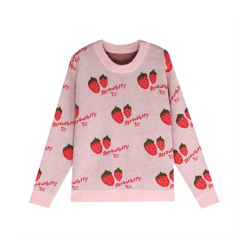 MERRY PRETTY Women Thick Sweaters Strawberry Prined Sweet Knitted Pullovers Winter Femme Long Sleeve O-Neck Warm Cute Sweater 210526, Pink
MERRY PRETTY Women Thick Sweaters Strawberry Prined Sweet Knitted Pullovers Winter Femme Long Sleeve O-Neck Warm Cute Sweater 210526, Pink
