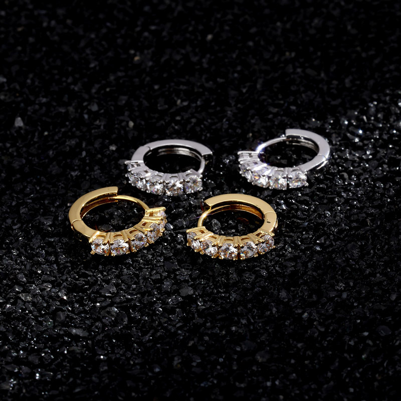 Micro Pave CZ Round Stud EarringHip Hop Gold Silver Fashion Earrings Iced Out Diamond Hoop Earring Hip Hop Rock Jewelry For Men Wo