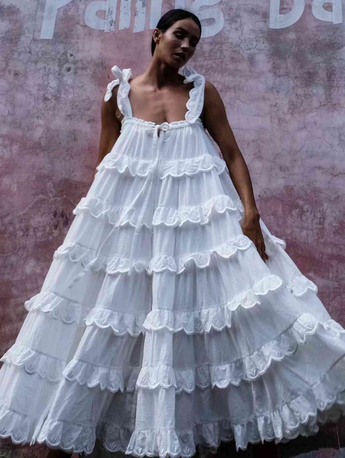 Women Dress Ruffles Sleeveless Sexy White Blue Plus Size Long Summer es Clothes Fashion 210524