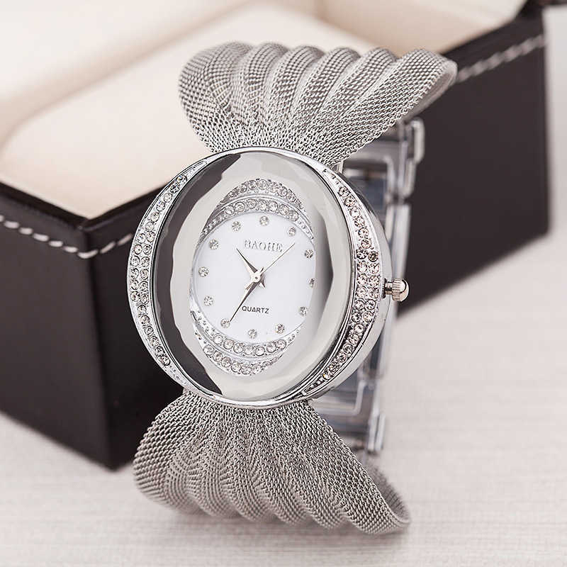 Mesh Band Women Watch Fashion Oval Gold Bracelet Alloy Quartz Dress Women's Wristwatches Ladies Clock 210728 - view 4
