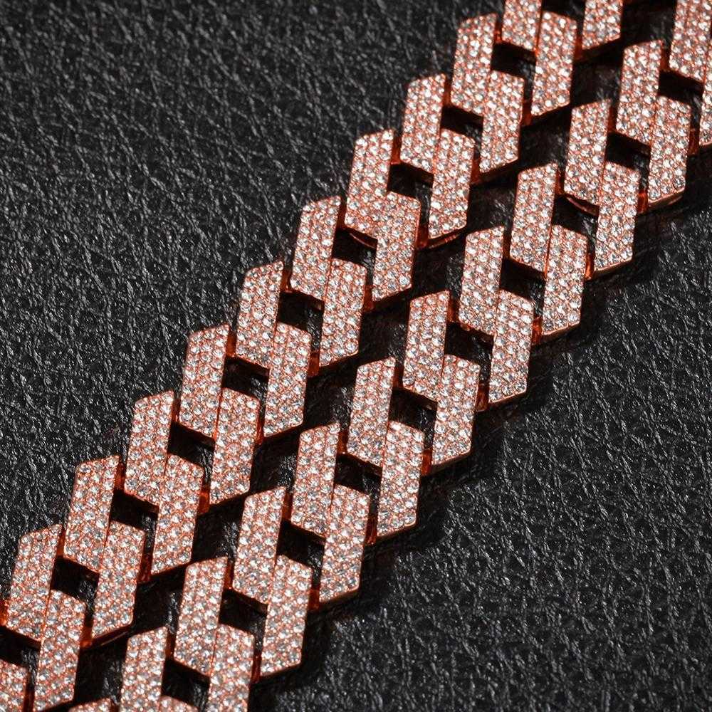 THE BLING KING 20mm Prong Cuban Link Chains Necklace Fashion Hiphop Jewelry 3 Row Rhinestones Iced Out Necklaces For Men T200113