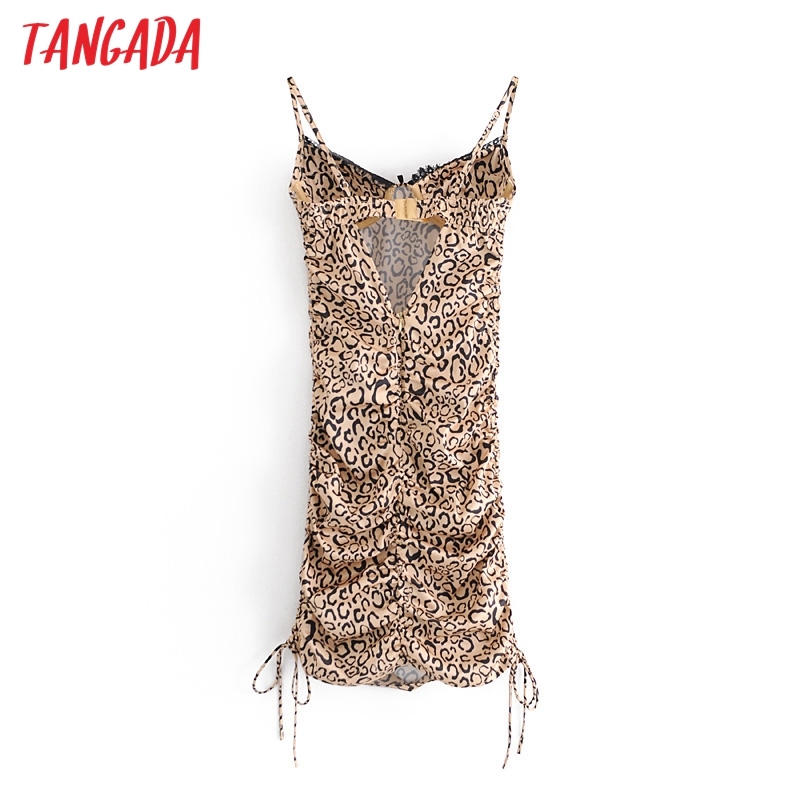 Summer Women Leopard Print Lace Party Strap Adjust Ladies Mini Dress Vestidos 4D4 210416