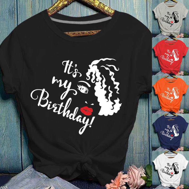Women' T-Shirt It' My Birthday Letter Print T Shirt Women Short Sleeve O Neck Loose Tshirt Summer Tee Tops Camisetas Mujer, Red
Women' T-Shirt It' My Birthday Letter Print T Shirt Women Short Sleeve O Neck Loose Tshirt Summer Tee Tops Camisetas Mujer, Red