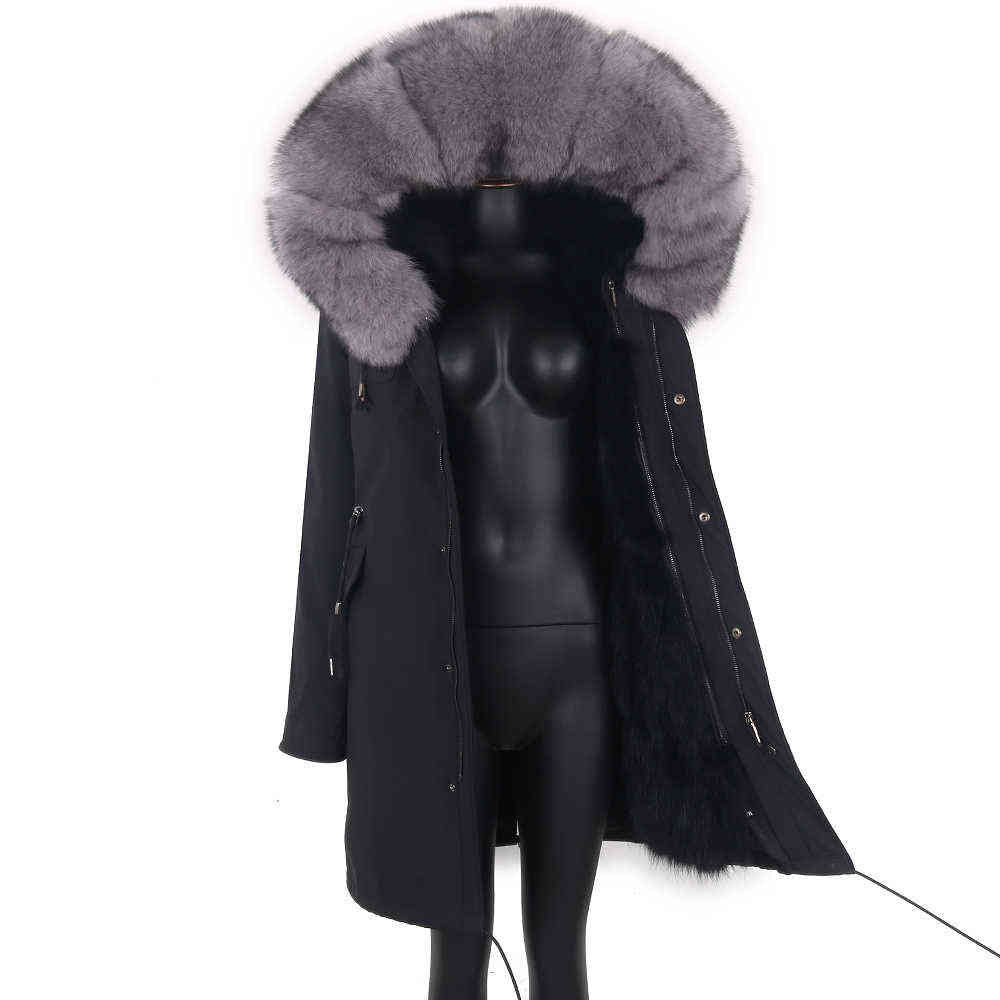 Winter Jacket Women Long Parka 7XL Real Fur Coat Natural Raccoon Fur Collar Outerwear Streetwear Casual Oversize 210910