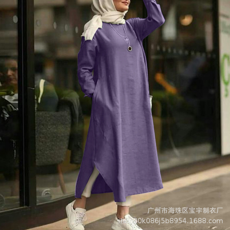 Vintage Muslim Womens Irregular Long Top Dress 2021 Autumn Abaya Midi Dress Full Sleeve Vestidos Female Solid Poets Robe 5XL
Vintage Muslim Womens Irregular Long Top Dress 2021 Autumn Abaya Midi Dress Full Sleeve Vestidos Female Solid Poets Robe 5XL