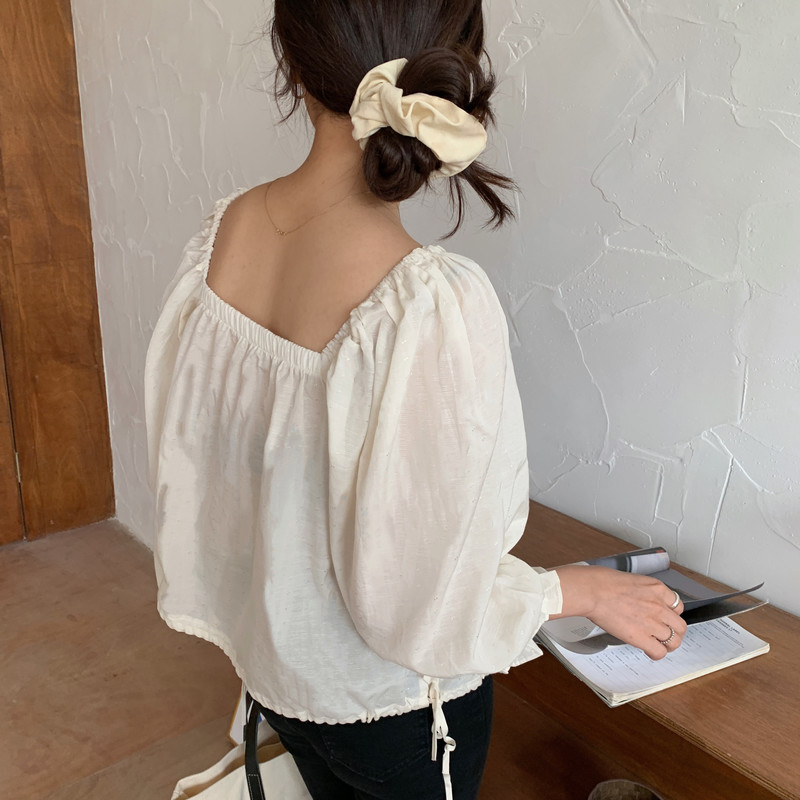 Casual Female Tops Spring Fashion Korean Chic Blouse Women Sexy Square Collar Puff Sleeve Ladies' Blusa White Shirts 10165 210506
