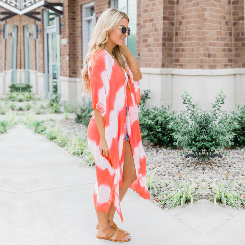 Blue Boho Striped Robes Bathing Suit Cover-ups Plus Size Beach Wear Long Kimono Dress Women Summer Swimsuit Cover Up A806 210420