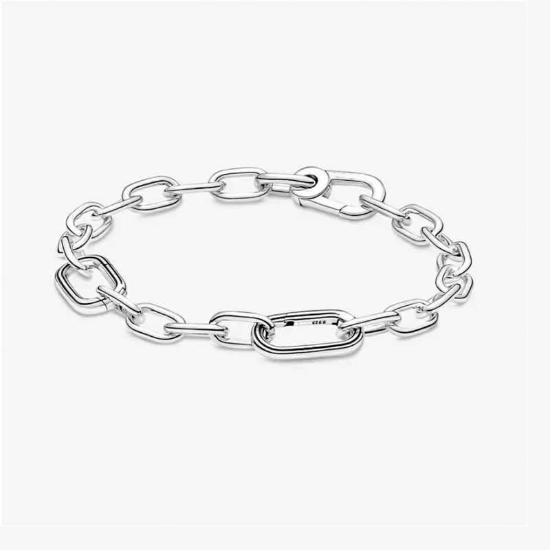 ME Link Chain Freshwater Cultured Pearl Bracelet For Women Girl Gift Real 925 Silver Adjustable Oval Circles Jewelry Trend 220309
