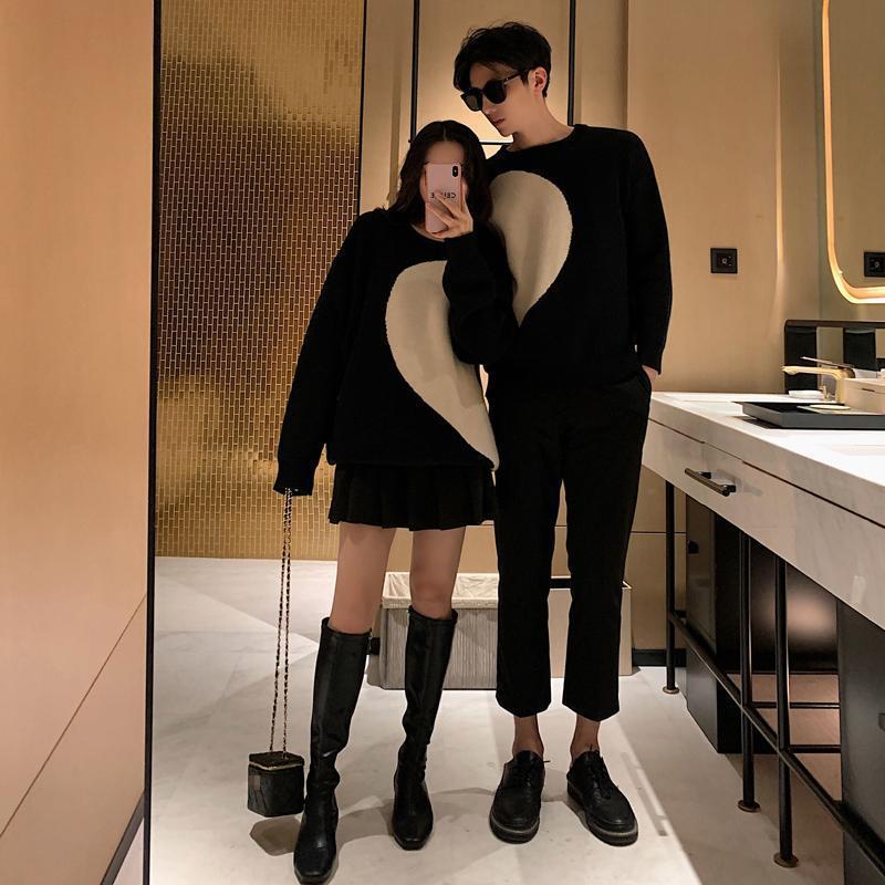 Men's Sweaters Lovers Wear 2021 Autumn And Winter Retro Lazy Pullover Round Neck Love Sweater With Women's Tops Fashion, White;black
Men's Sweaters Lovers Wear 2021 Autumn And Winter Retro Lazy Pullover Round Neck Love Sweater With Women's Tops Fashion, White;black
