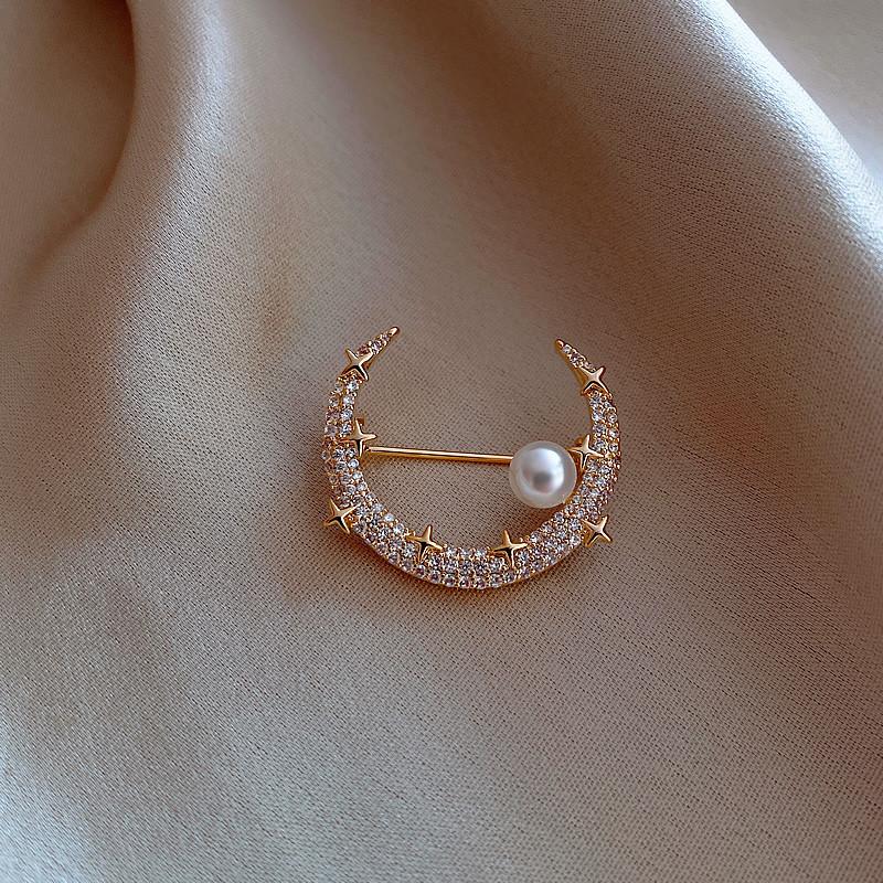 Pins, Brooches Original Design Pearl For Women Cubic Zirconia Star Moon Pins On Clothes Gold Silver Color, Gray
Pins, Brooches Original Design Pearl For Women Cubic Zirconia Star Moon Pins On Clothes Gold Silver Color, Gray