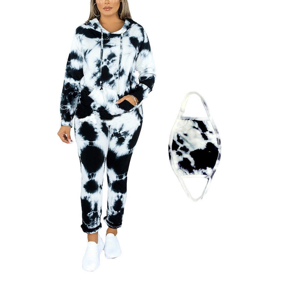 Marble Tie Dye 3 Piece Sweatsuit For Women - Hoodies, Joggers, Pullover