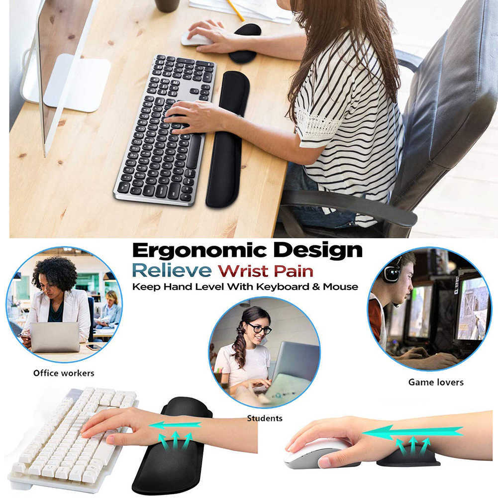 Wrist Rest Mouse Pad Memory Superfine Fibre Ergonomic Mousepad for Typist Office Gaming PC Laptop 2106153697630