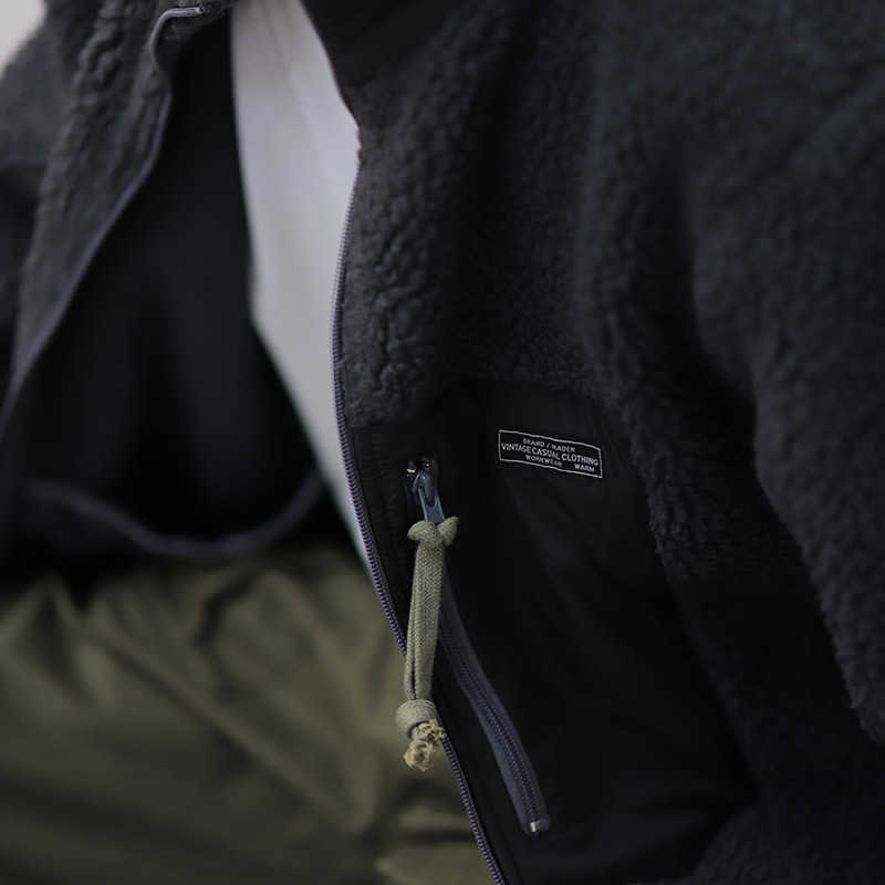 Maden Polar Fleece Men's Jacket Fall Winter Mountain Tooling Mix and Match Wind Pure Color Wild Outdoor Casual Jackets Casual 210820