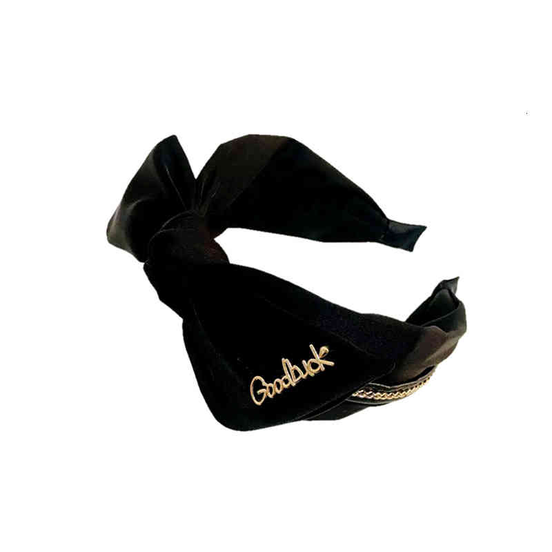 Hair Accessories Jewelry Korean Fashion Bow Chain Hoop Solid Color Fabric Versatile Headband Women's Press