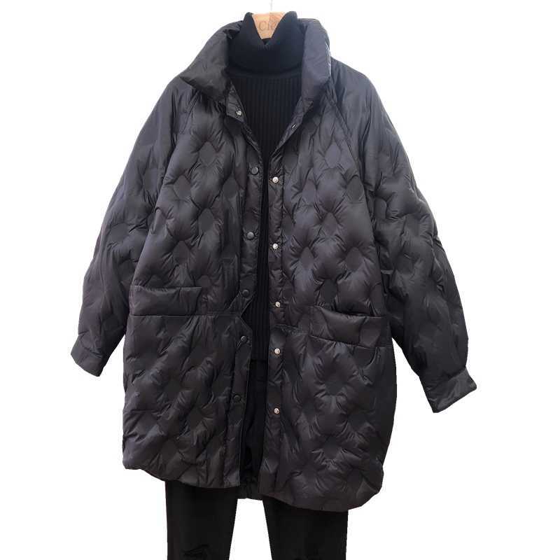 Janveny Ultra Light Down Jacket Women Long Parkas Female Loose Puffer Matching Warm Zipper 90% Duck Down Coats Outwear 211007wtt