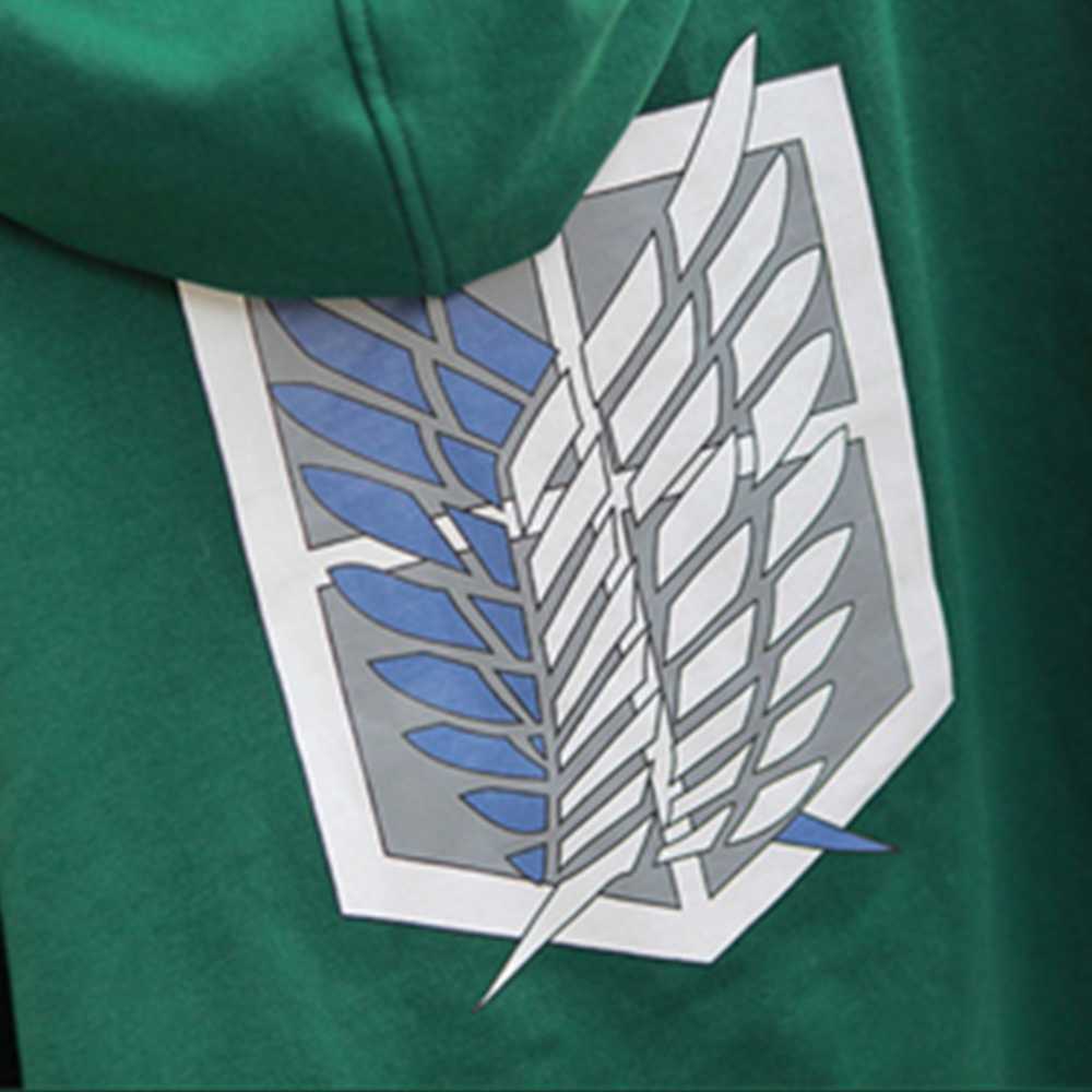 Japanese Hoodie Anime Attack On Titan Cloak Necklace Shingek No Kyojin Scouting Legion Cosplay Costume Green Back Cape Halloween Q